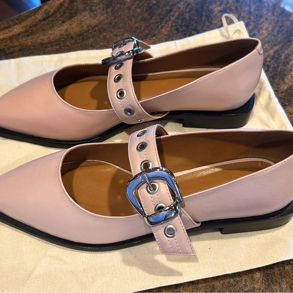 Maeve, Moto Mary Jane Pink Pointed Toe, Buckle Strap Women's Shoes